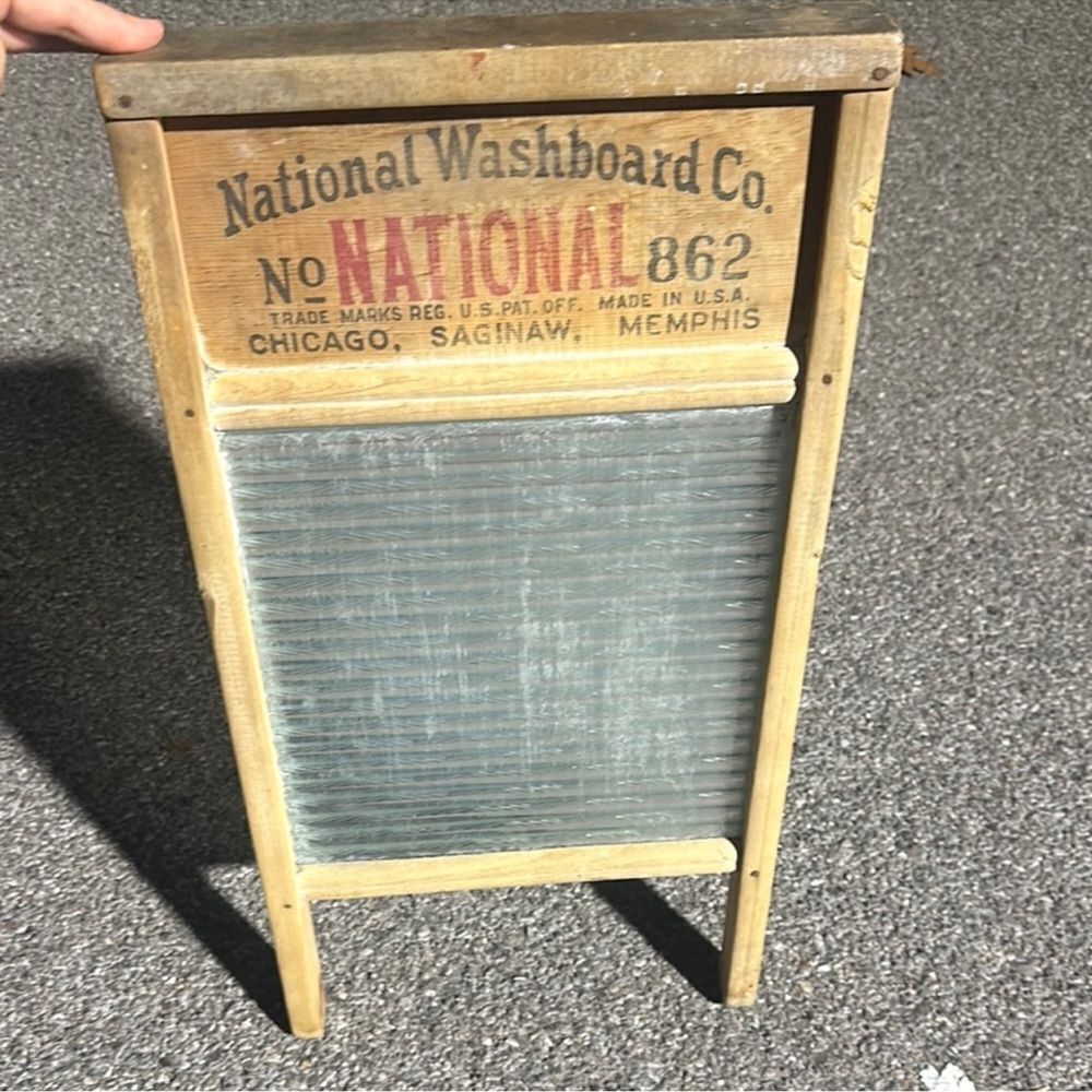 National Washboard Co. National 862 Antique Vintage Frosted Glass Washboard